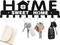 Key Holder Wall Mount, Home Decorative Metal Self Adhesive Key Hanger with 10 Key Hooks, 2 Installation Options, Black